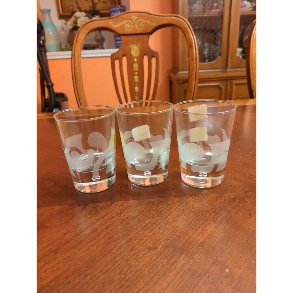 Baileys Irish Cream Weighted Bottom Cocktail Glasses Etched Swirls Set of 3
